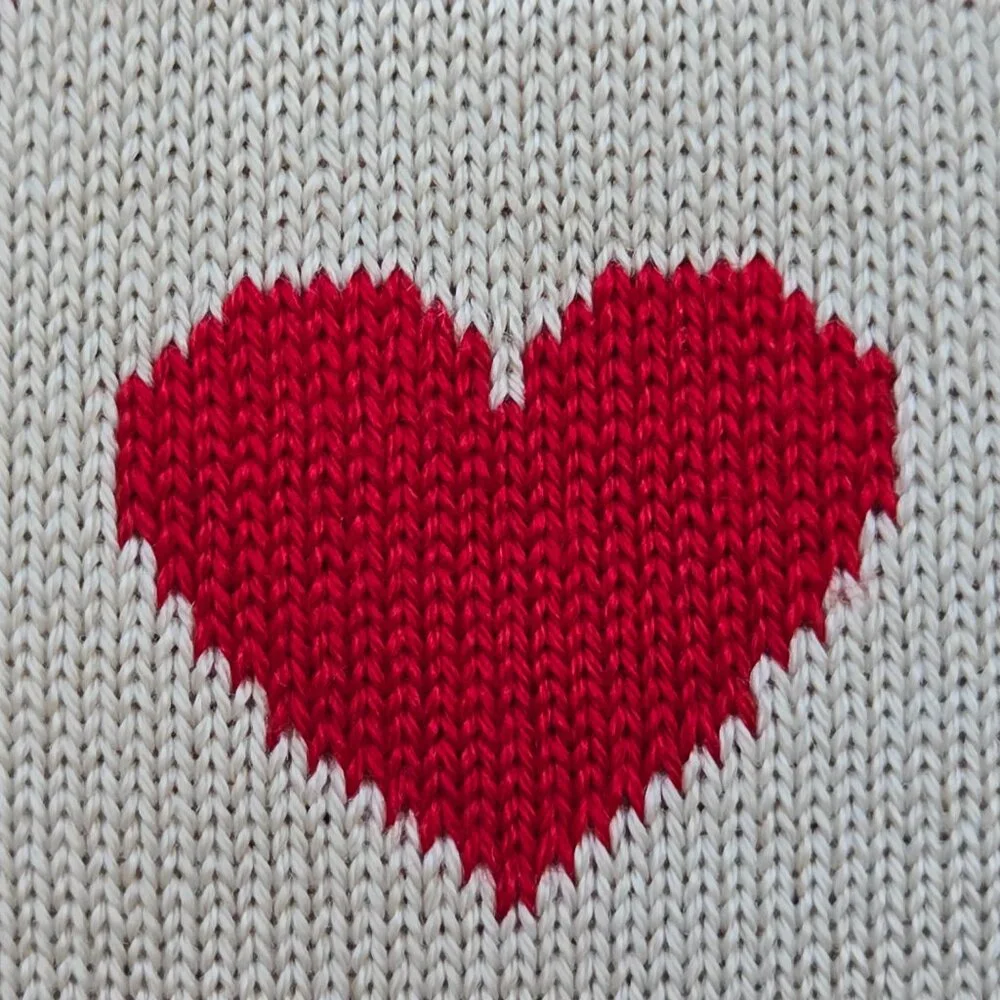 Moschino Peace & Love Hearts Scarf Merino Wool Blend Red White